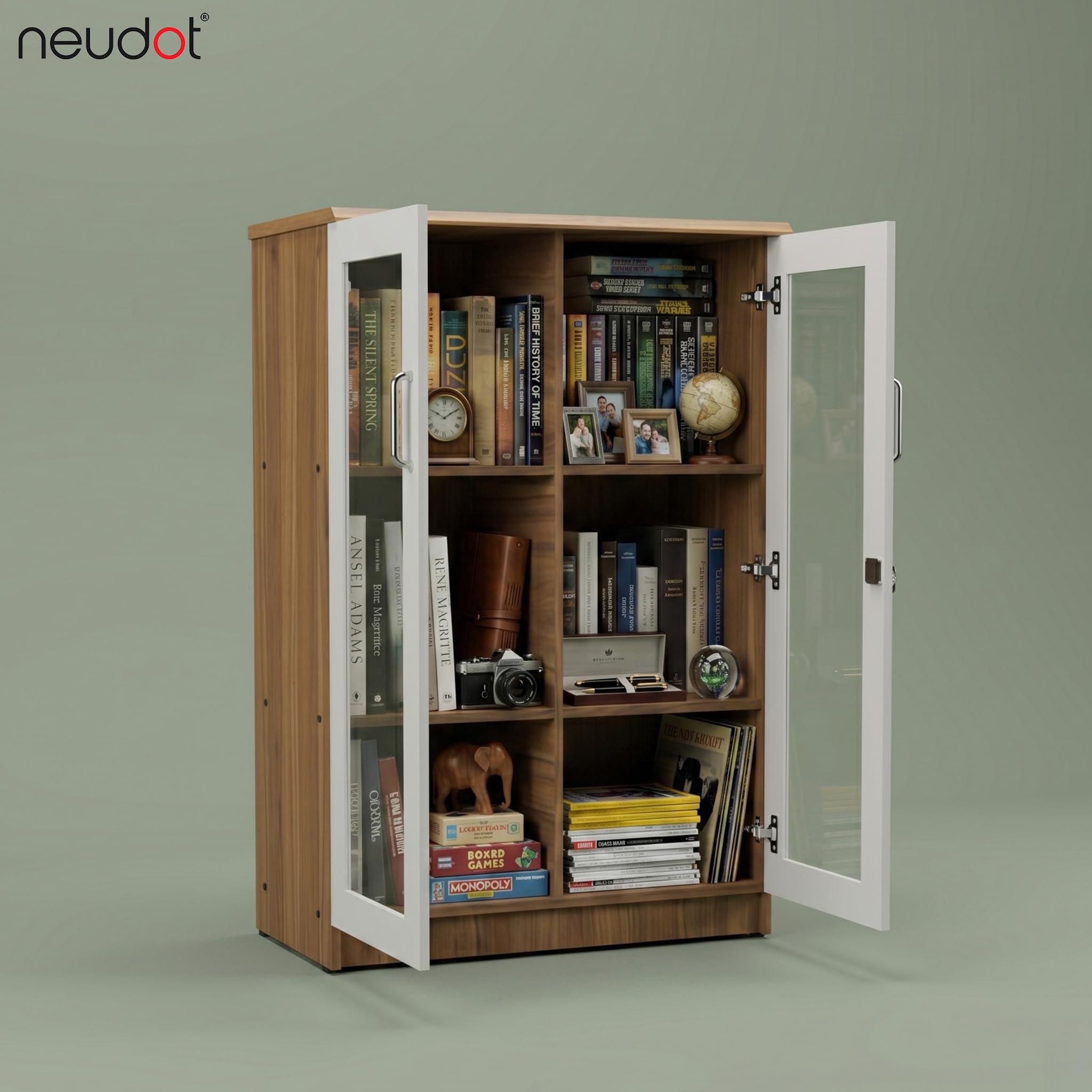 NEUDOT Kitab Engineered Wood Close Book Shelf (Finish Color - Leon